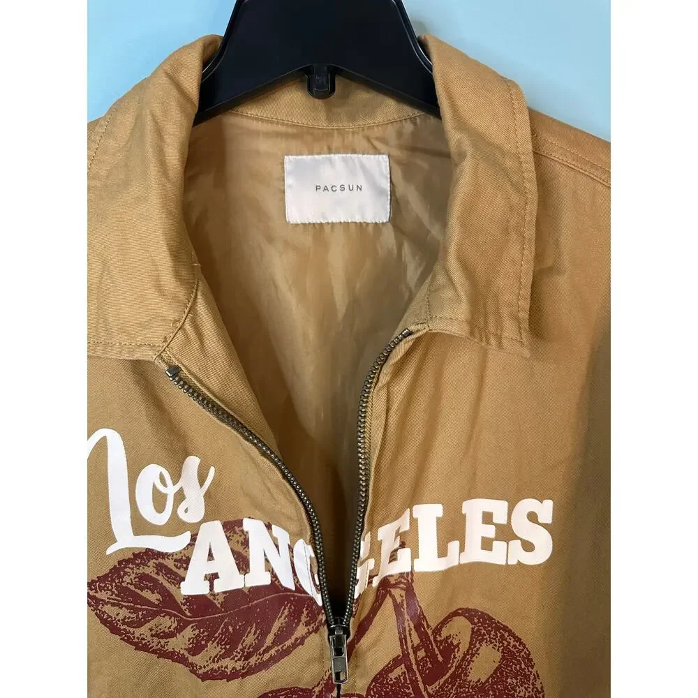 Pacsun Los Angeles Cherry Men's jacket Tan bomber chore barn coat Size Medium